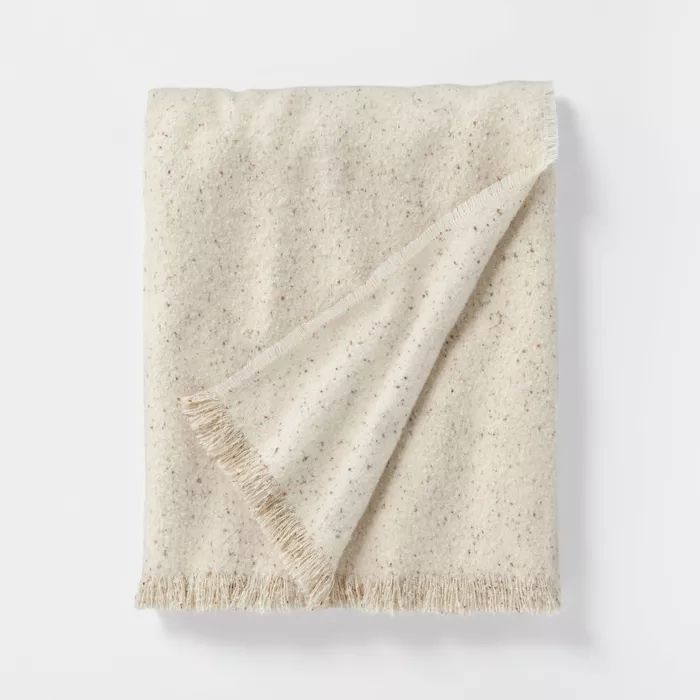 Boucle Faux Mohair Throw Blanket Cream/White - Threshold&#8482; designed with Studio McGee | Target