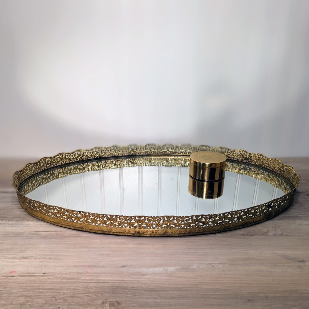 Vintage Gold Filigree Vanity Mirror Oval Frame Art Nouveau - Etsy | Etsy (US)