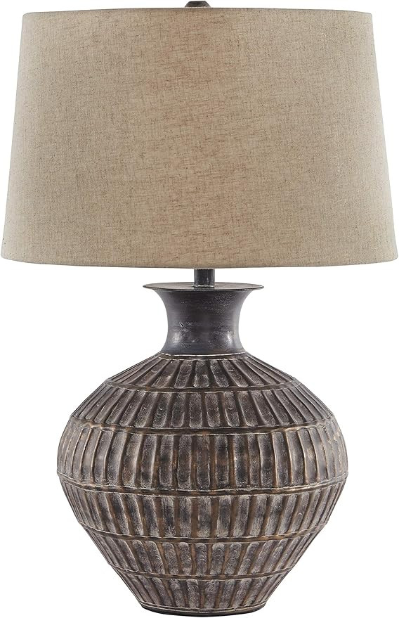 Signature Design by Ashley Magan 285." Textured Bronze Metal Table Lamp, Antique Brown Finish | Amazon (US)