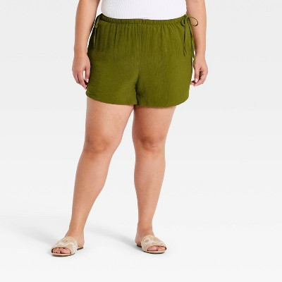 Women's High-Rise Modern Gauze Shorts 3.5" - A New Day™ Olive Green 3X | Target