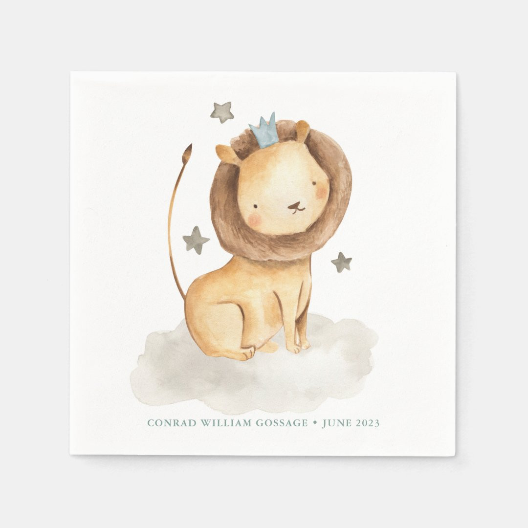 Safari Watercolor Lion Prince Kids Birthday Napkin | Zazzle | Zazzle