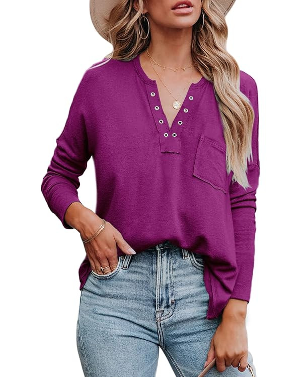 LIYOHON Tunic Tops to Wear with Leggings Oversized T Shirts for Women V Neck Long Sleeve Fall Swe... | Amazon (US)