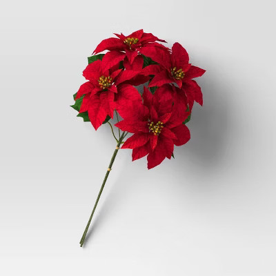 Luxe Poinsettia Artificial Christmas Stem - Threshold™ | Target