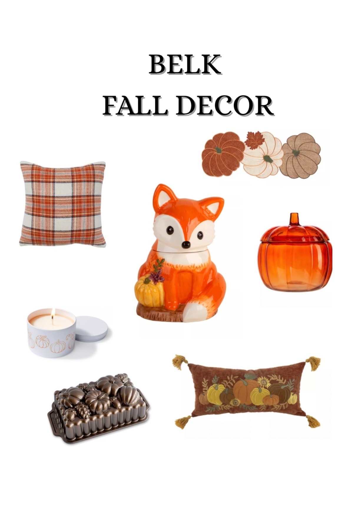 Pumpkin Orange Glass Covered Jar. Fox Cookie Jar. Plaid Throw Pillows. Pumpkin Spice Lumbar Pillow. Apple Cider Donut Candle. Stacked pumpkin centerpiece runner. 

#LTKSeasonal #LTKHome #LTKFallSale