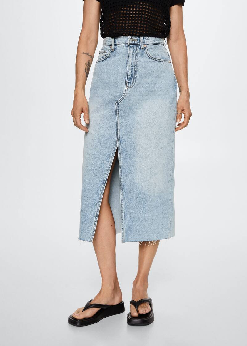 Slit denim skirt -  Women | Mango USA | MANGO (US)