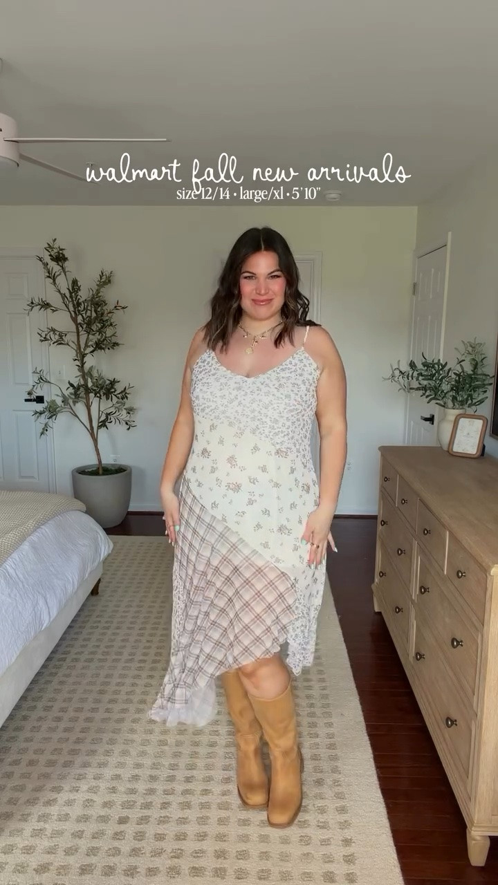 Walmart fall new arrivals!!
Sizes : 
White dress : xl 
Brown jeans - xl
White top - xl 
Brown plaid dress - xxl
Mauve plaid dress - xl
Brown lace top - xl 
Stripe cardigan - xl 
Flare jeans - 10L (from torrid, linke

#LTKSeasonal #LTKMidsize #LTKTall