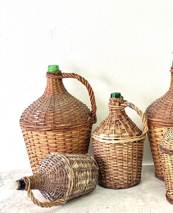 Vintage  French Handwoven Wicker Wine Jug, Extra Large Wicker Wrapped Wine Demi John, French Wine... | Etsy (US)