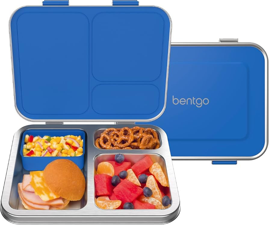 Bentgo Kids Stainless Steel Leak-Resistant Lunch Box - 3-Compartments with Bonus Silicone Contain... | Amazon (US)