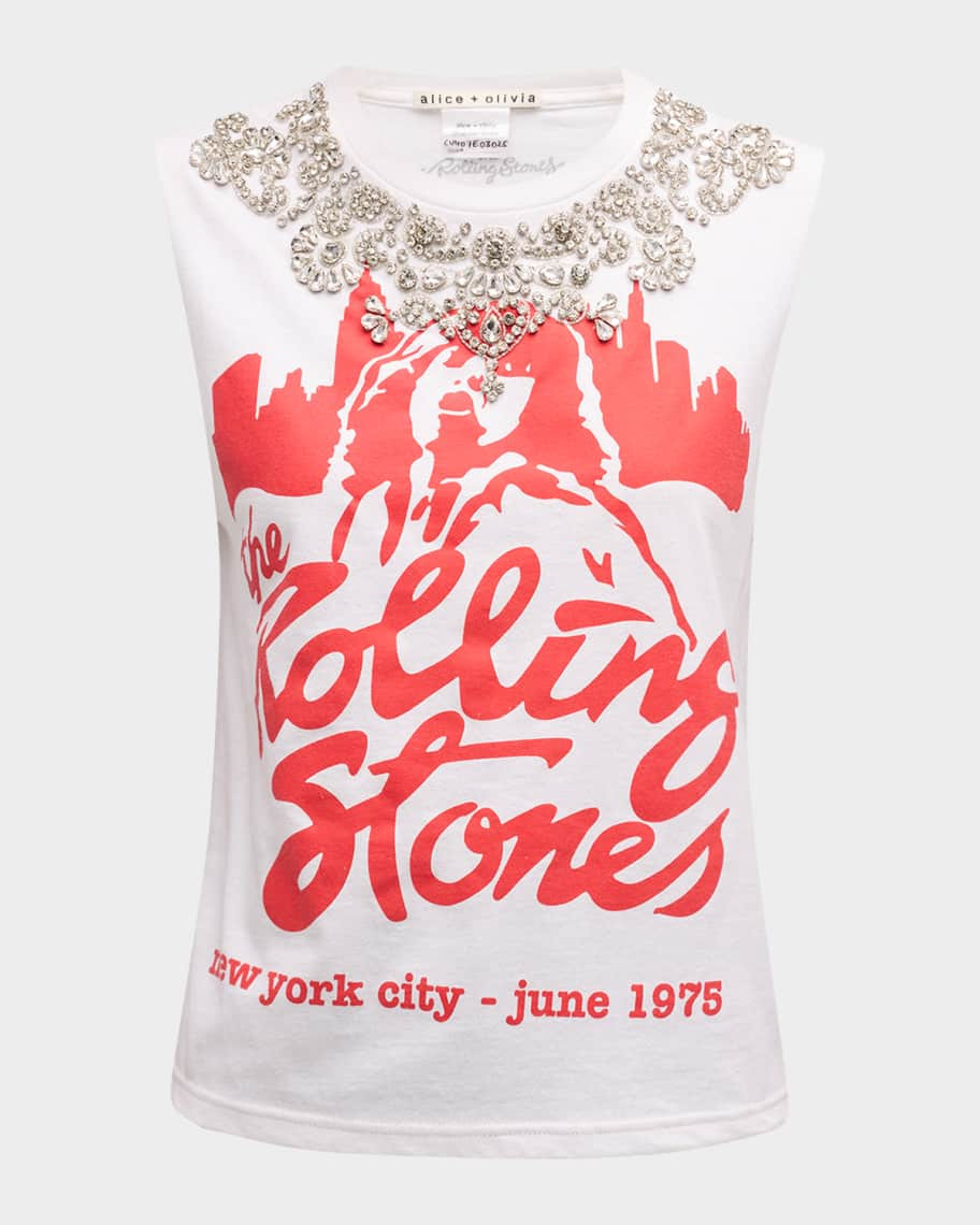Alice + Olivia Micah Embellished Graphic Muscle Tank | Neiman Marcus