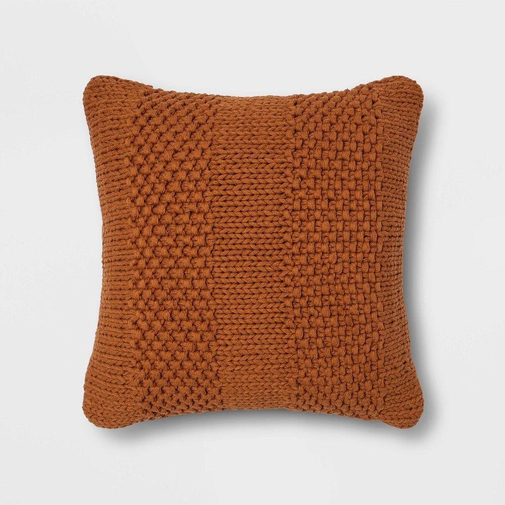 Chunky Patterned Weave Square Throw Pillow Brown - Project 62 | Target