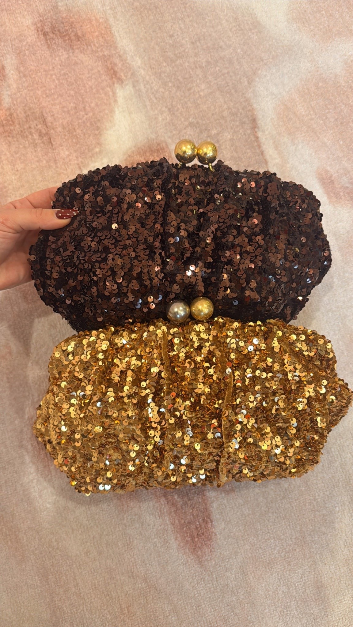 chocolate brown and gold sequin clutches for the holiday season! under $100! 

#LTKHoliday #LTKFindsUnder100 #LTKItBag