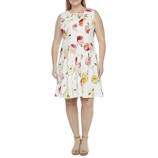 Danny & Nicole-Plus Sleeveless Floral Fit & Flare Dress with Coordinating Face Mask | JCPenney