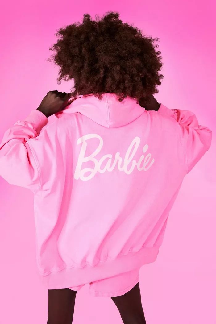 Barbie Printed Oversized Zip Through Hoody | Boohoo.com (US & CA)