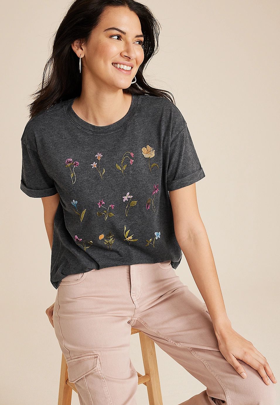 Stacked Floral Graphic Tee | Maurices