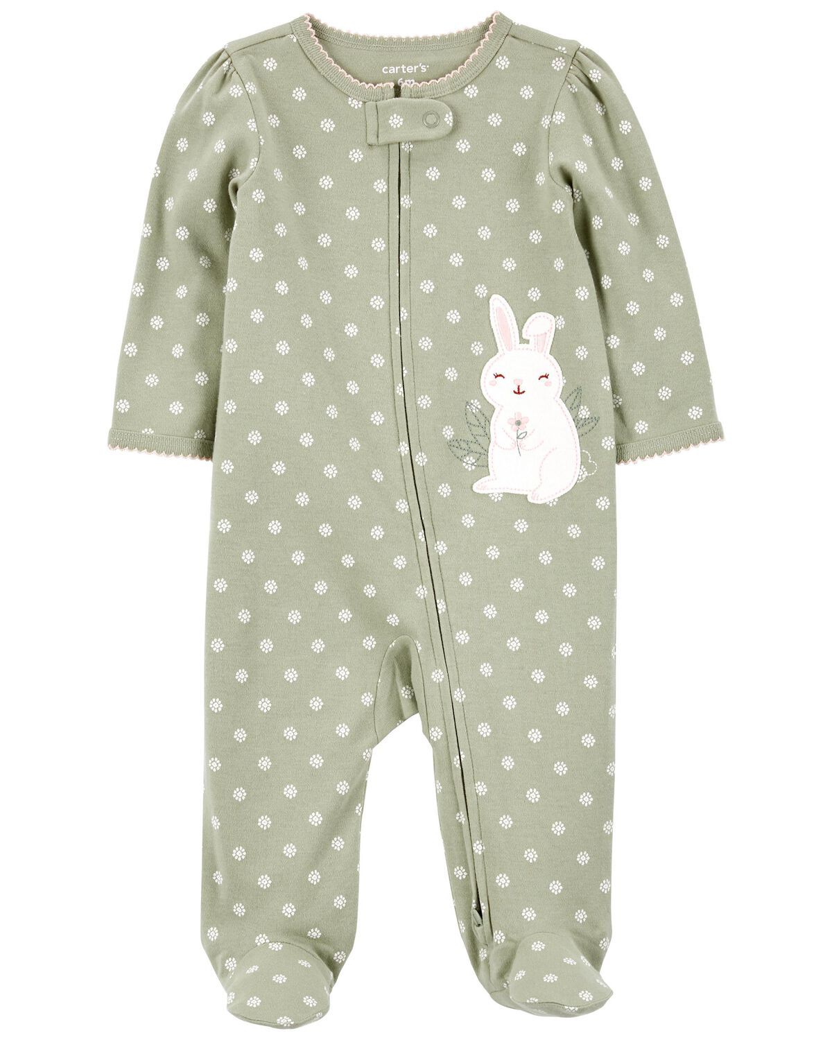 Green Baby Bunny 2-Way Zip Cotton Sleep & Play | carters.com | Carter's