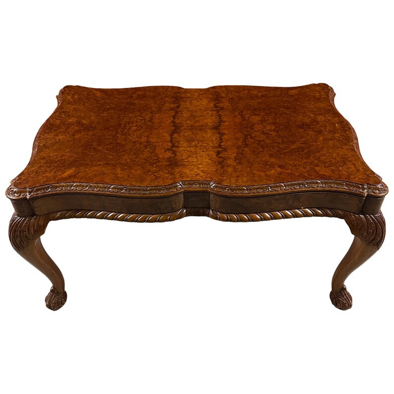 Antique Queen Anne Style Carved Burr Walnut Coffee Table - Etsy | Etsy (US)