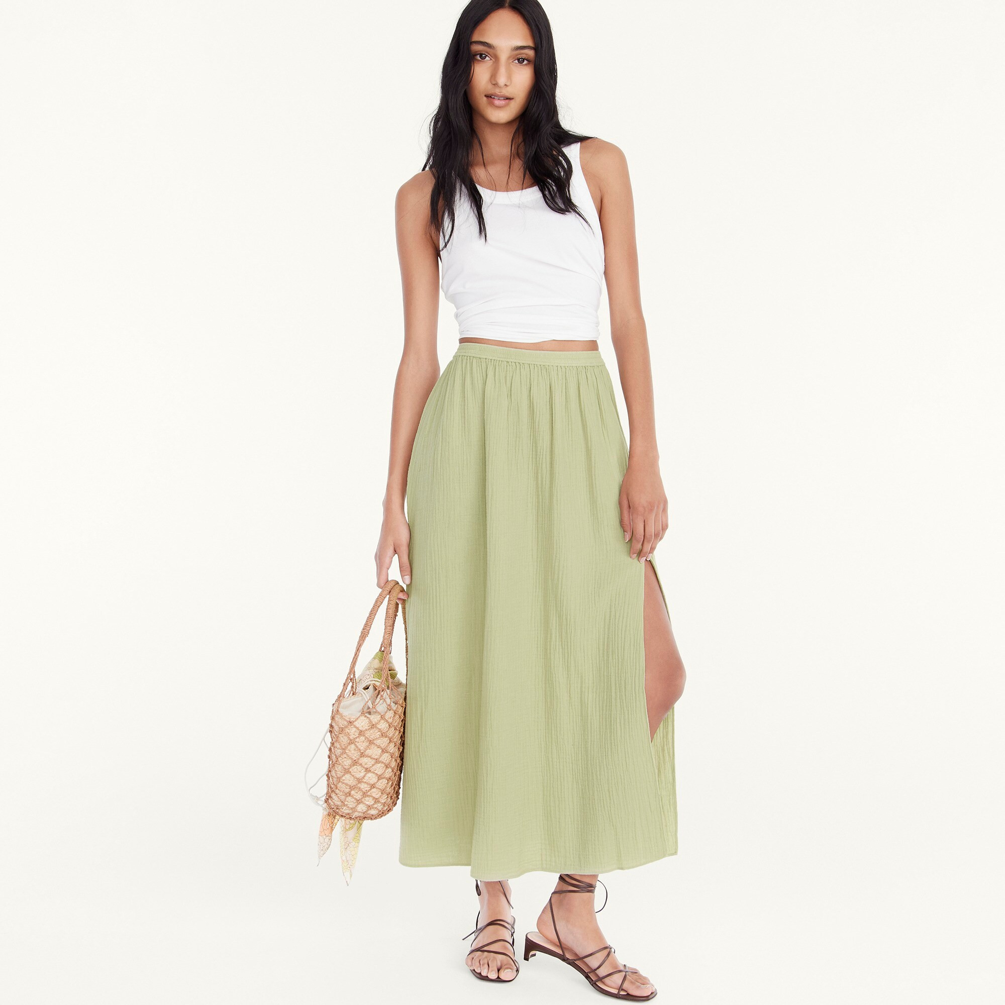 Side-slit soft gauze maxi skirt | J. Crew US
