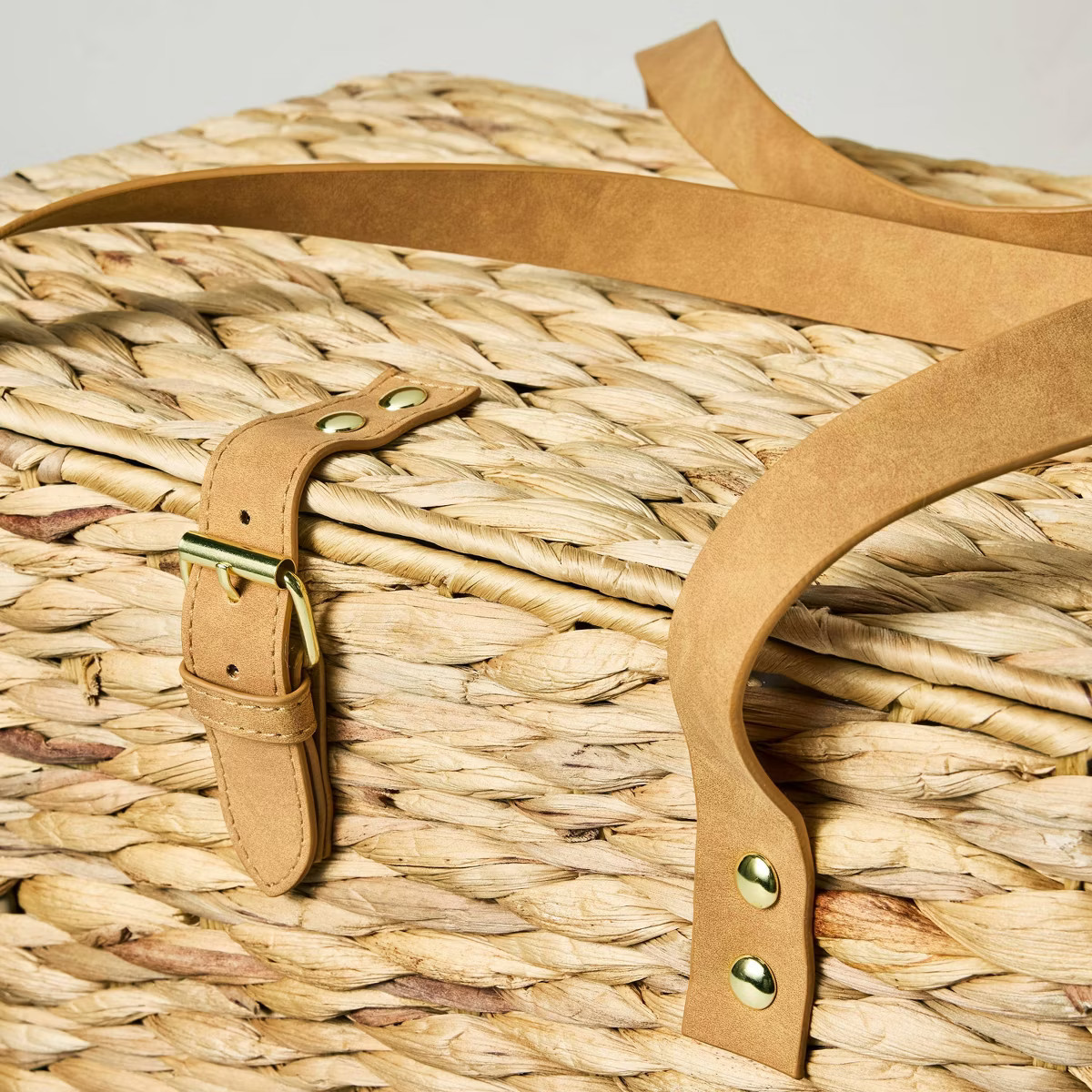 Natural Woven Picnic Basket with Green Plaid Liner - Hearth & Hand™ with Magnolia | Target