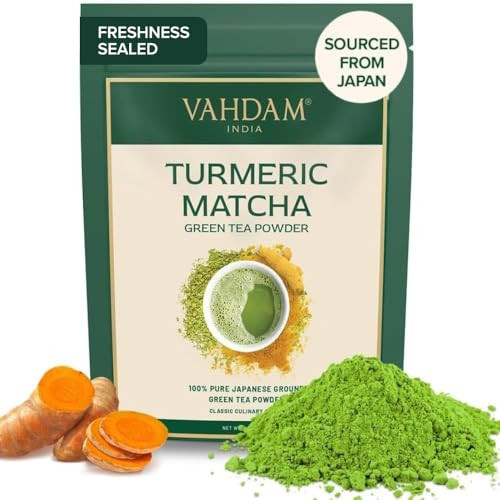 VAHDAM,Turmeric Matcha Green Tea Powder (25 Cups/1.76oz) With Curcumin - Pure Japanese Matcha Powder With Indian Turmeric Powder | Delicious Matcha Latte | Amazon (US)