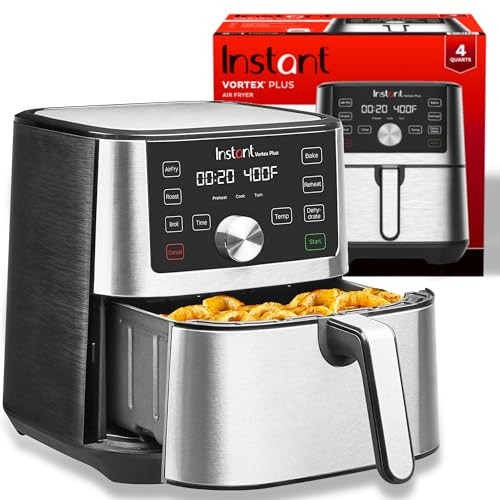 Instant Pot Vortex Plus 4QT Air Fryer, Custom Program Options, 6-in-1 Functions Crisps, Broils, Roasts, Dehydrates, Bakes, Reheats, 100+ In-App Recipes, from the Makers of Instant Pot, Stainless Steel | Amazon (US)