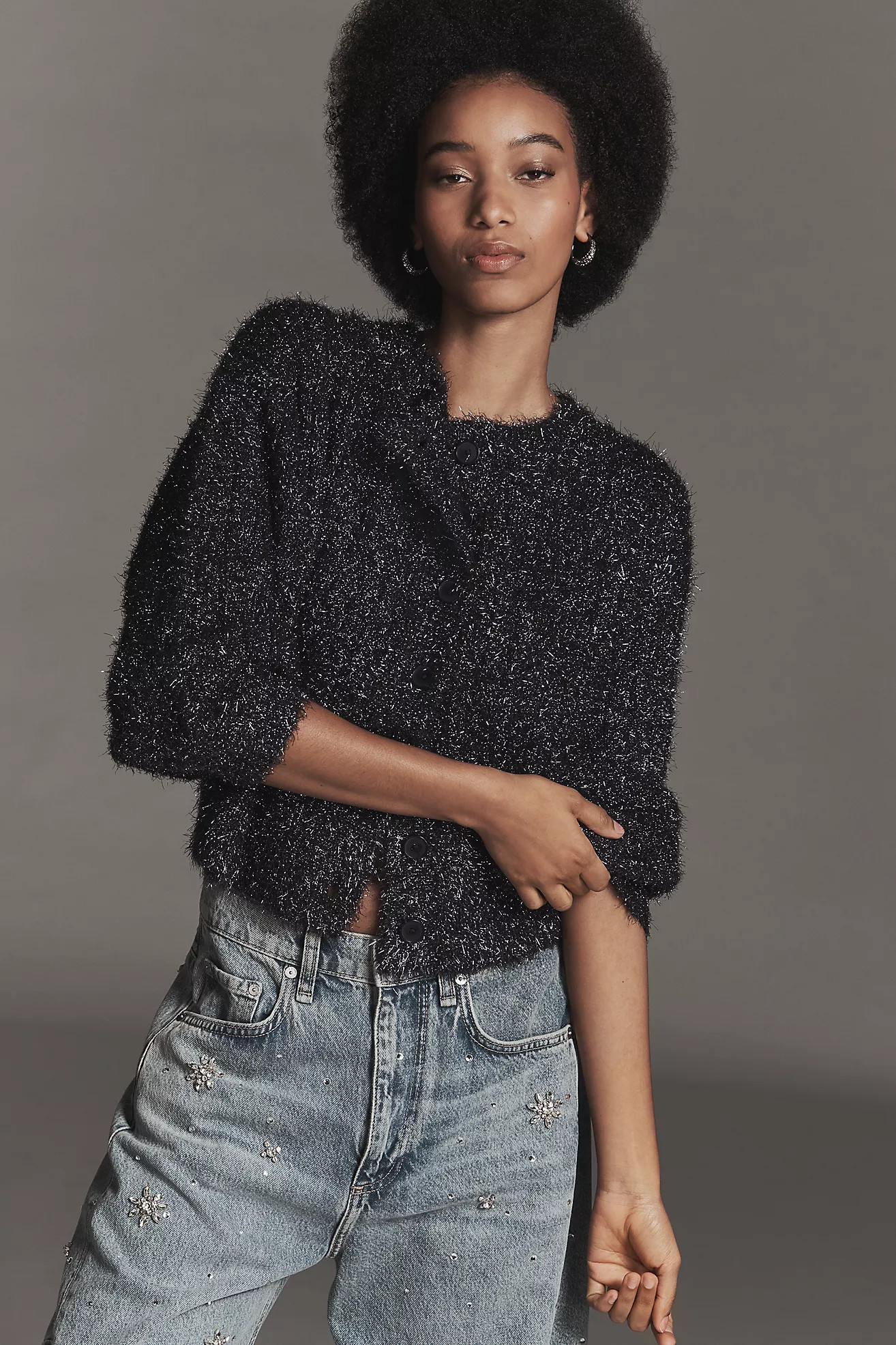 By Anthropologie Boat-Neck Tinsel Cardigan Sweater | Anthropologie (US)