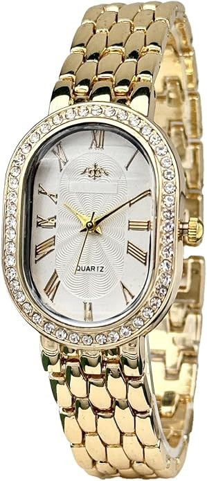 Women Vintage Gold Rome Watch Oval Case Adjustable Stainless Steel Watch Band Waterproof Analog Q... | Amazon (US)