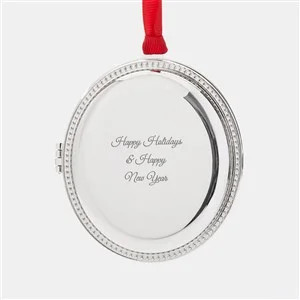 Engraved Silver Beaded Oval Locket Ornament | Personalization Mall