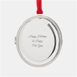 Engraved Silver Beaded Oval Locket Ornament | Personalization Mall