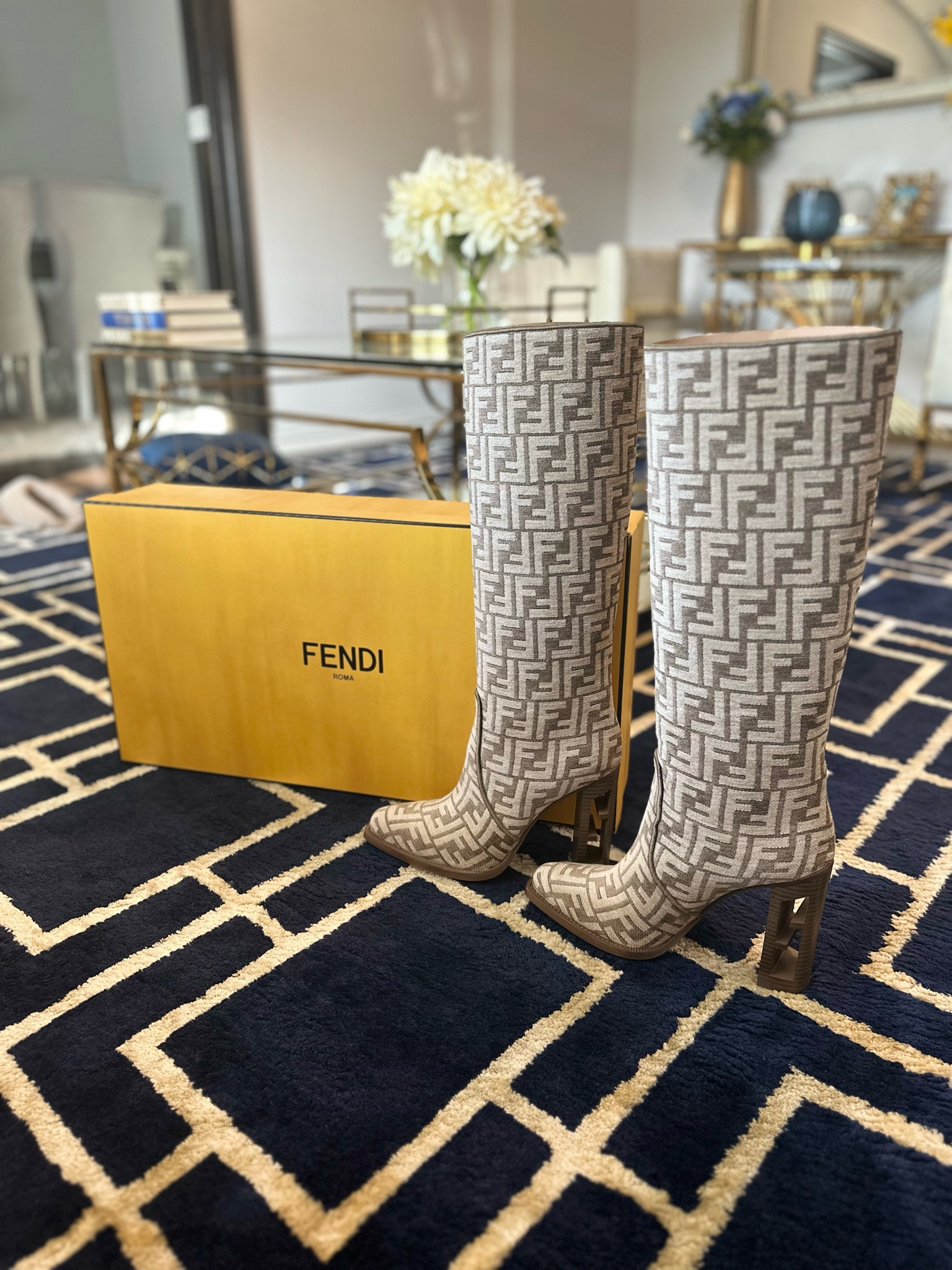 Gold fendi boots sales