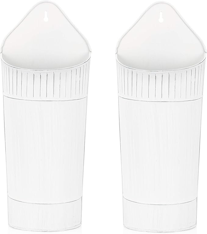 Craftsman Road Rustic Galvanized Wall Planter (Large 15 in, Set of 2, Distressed White Finish) - ... | Amazon (US)