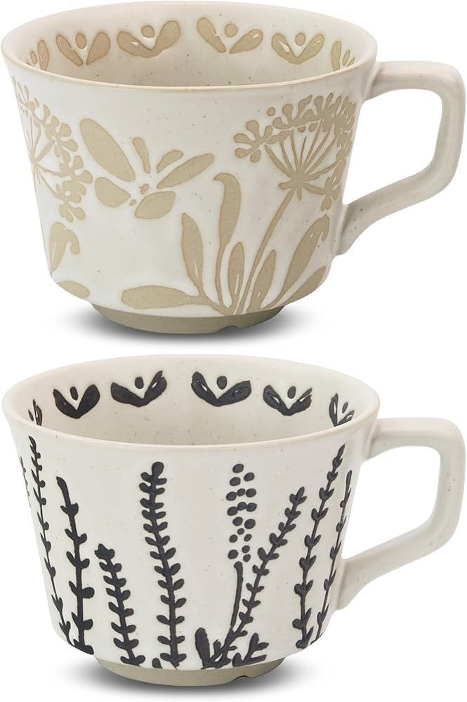 Ceramic Coffee Mug, 12 oz Novelty Unique Teacup with Large Handle, Stoneware Cup for Tea Mocha La... | Amazon (US)