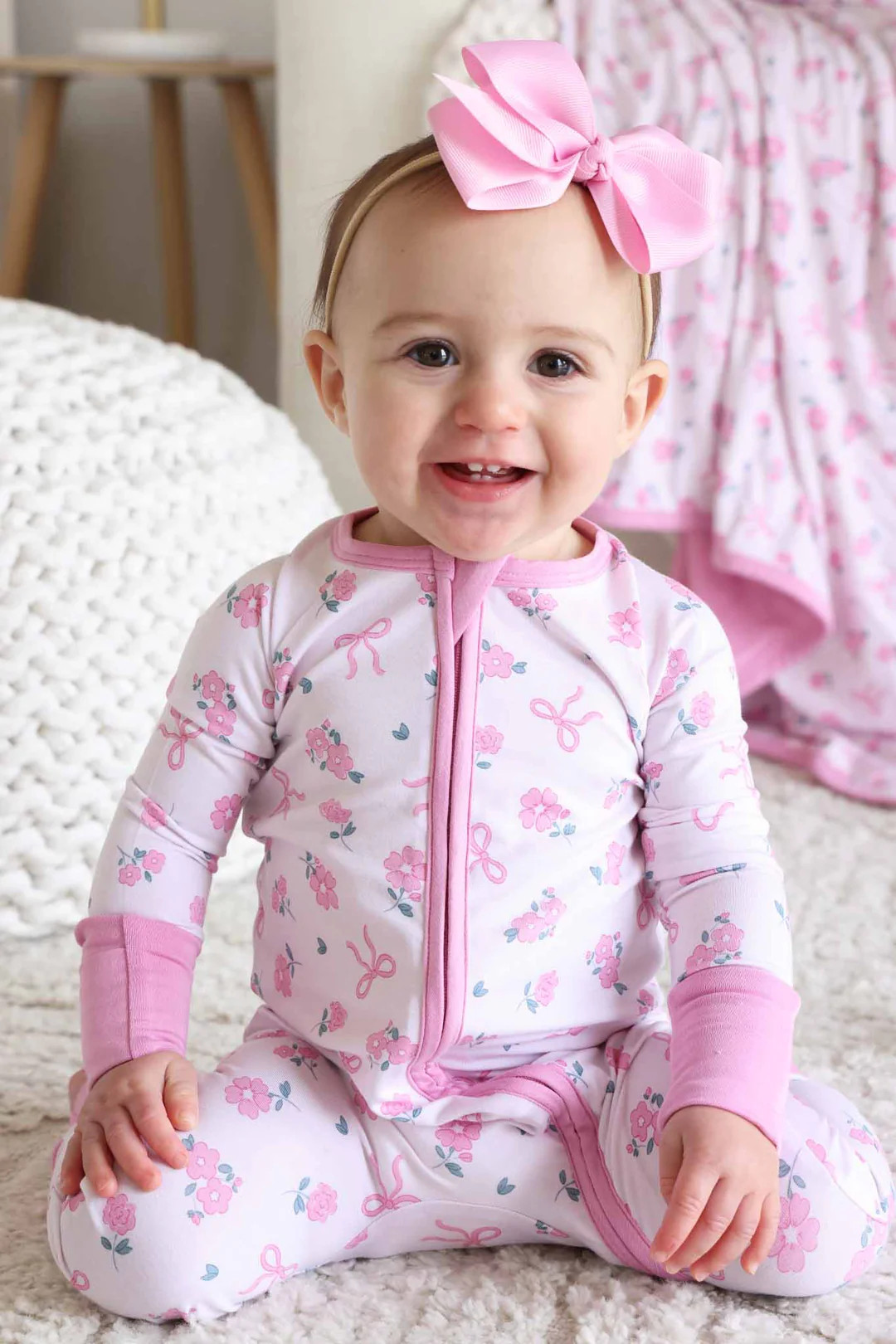 Ribbon & Roses Convertible Zip Romper | Pink | Caden Lane