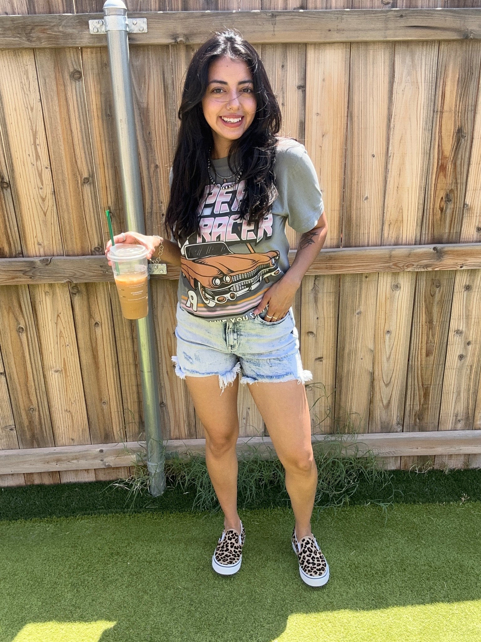 spring outfit 
#jeanshorts #graphictshirt

#LTKootd #LTKPetite