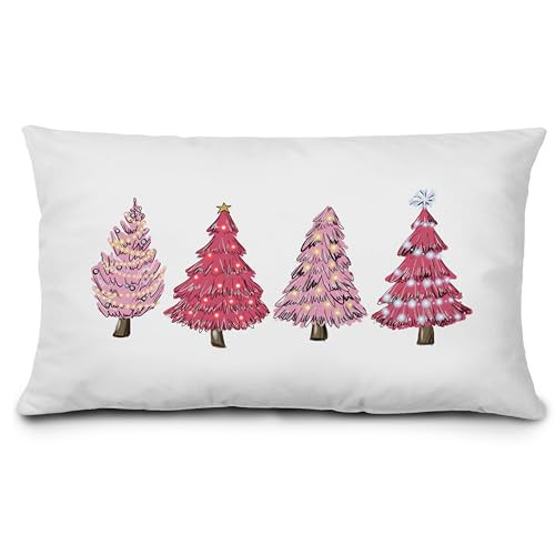 KEUSPI Pink Christmas Decor Pink Christmas Pillows Covers 12x20, Pink Christmas Decorations Christmas Pink Decor,Christmas Tree Pillow Covers,Pink Christmas Tree Decor for Christmas Bedroom Decor | Amazon (US)