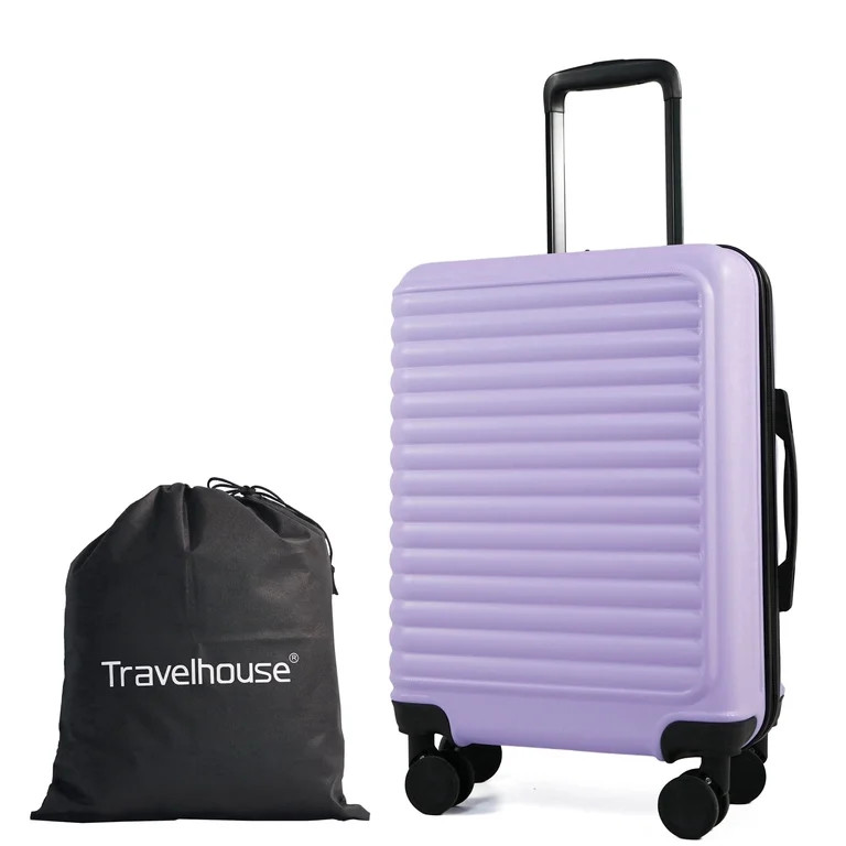 Travelhouse 20" Underseat Hard-Sided Carry-On Luggage, Spinner Wheels, ABS,Light Purple | Walmart (US)