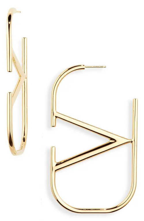 Valentino Garavani VLOGO Hoop Earrings in Oro 18 at Nordstrom | Nordstrom
