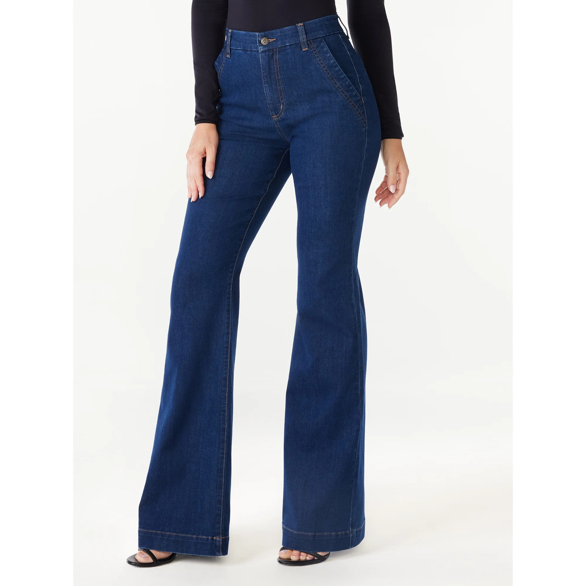 Sofia Jeans Women’s Flare Trouser High-Rise Jeans, 30.5” inseam | Walmart (US)