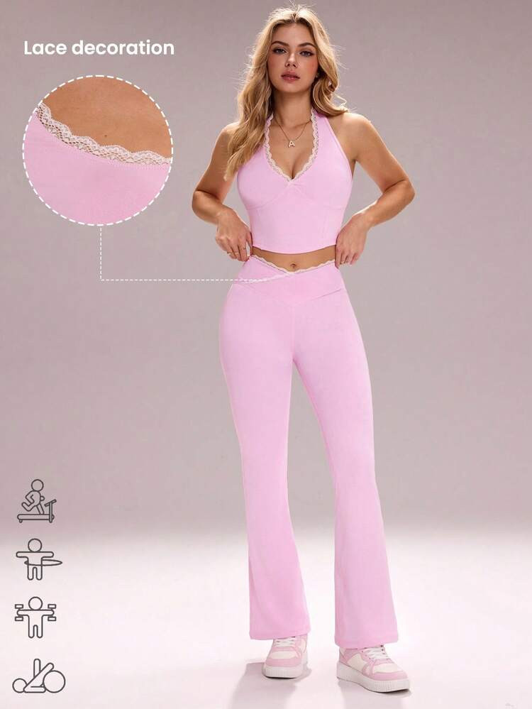 Sovereign Charm Women's Sports Suit Yoga Set, Sexy Running Workout Fitness Pilates Training Leggings | SHEIN