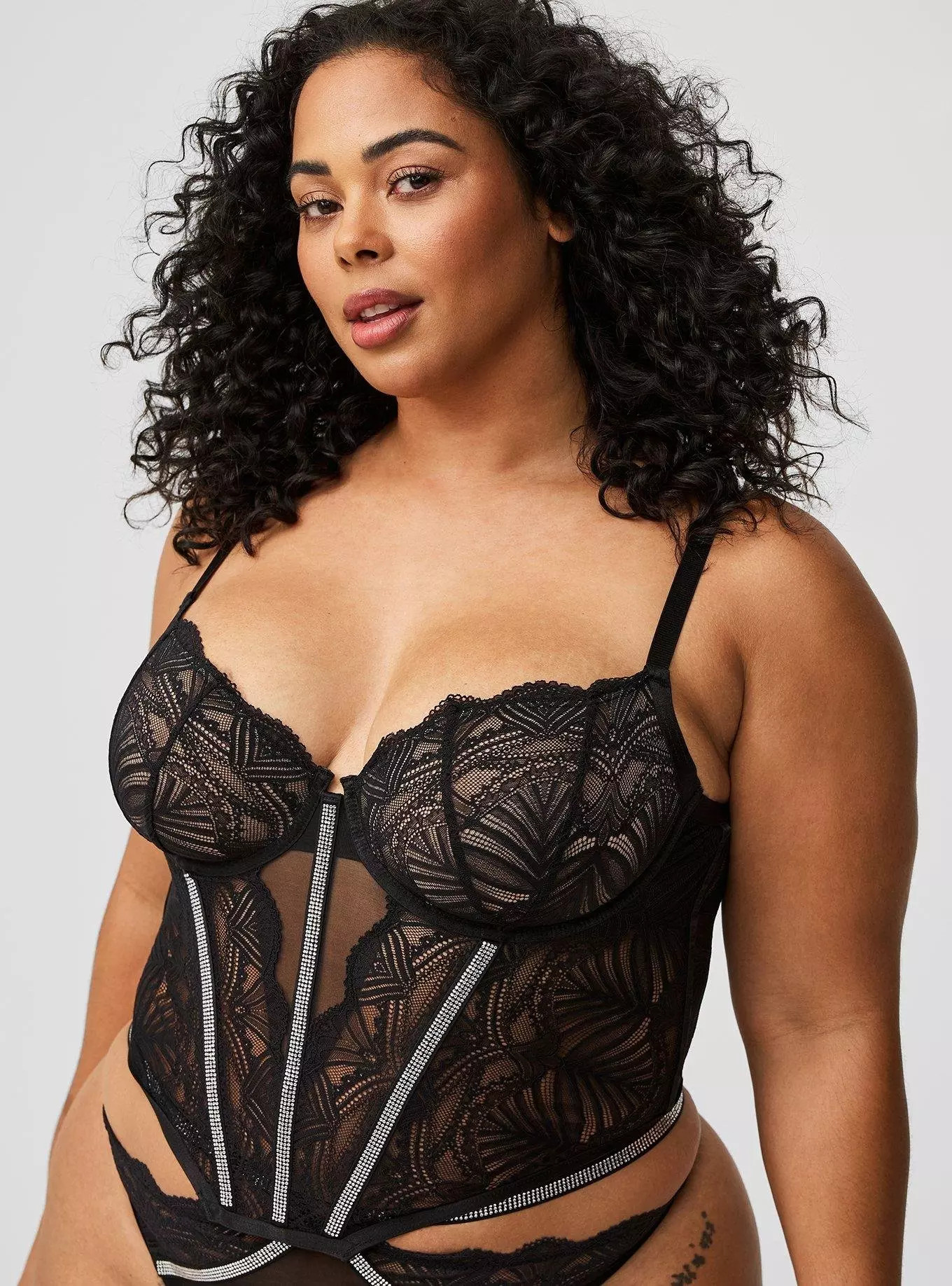 Diamanté Lace Half Cup Underwire Bustier | Torrid (US & Canada)