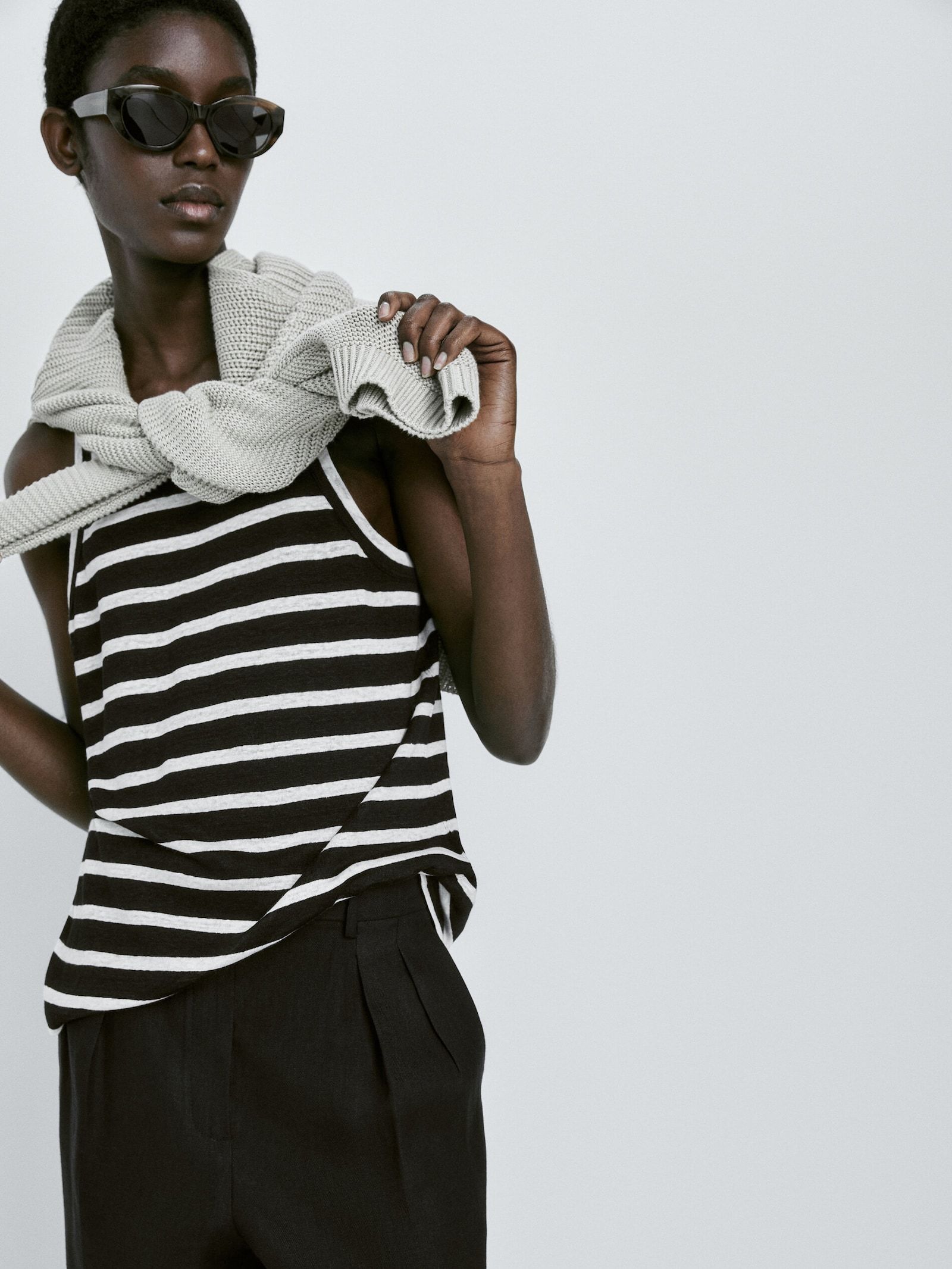 Striped linen tank top | Massimo Dutti (US)