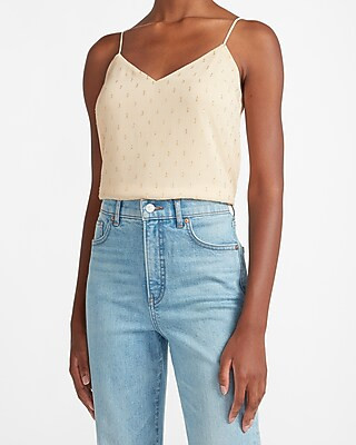 Metallic Clip Dot V-Neck Cami | Express