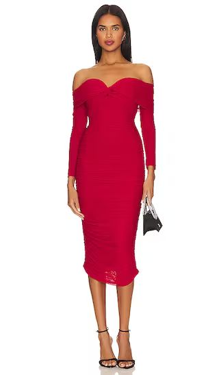 Helena Midi Mesh Dress in Fire Red | Revolve Clothing (Global)