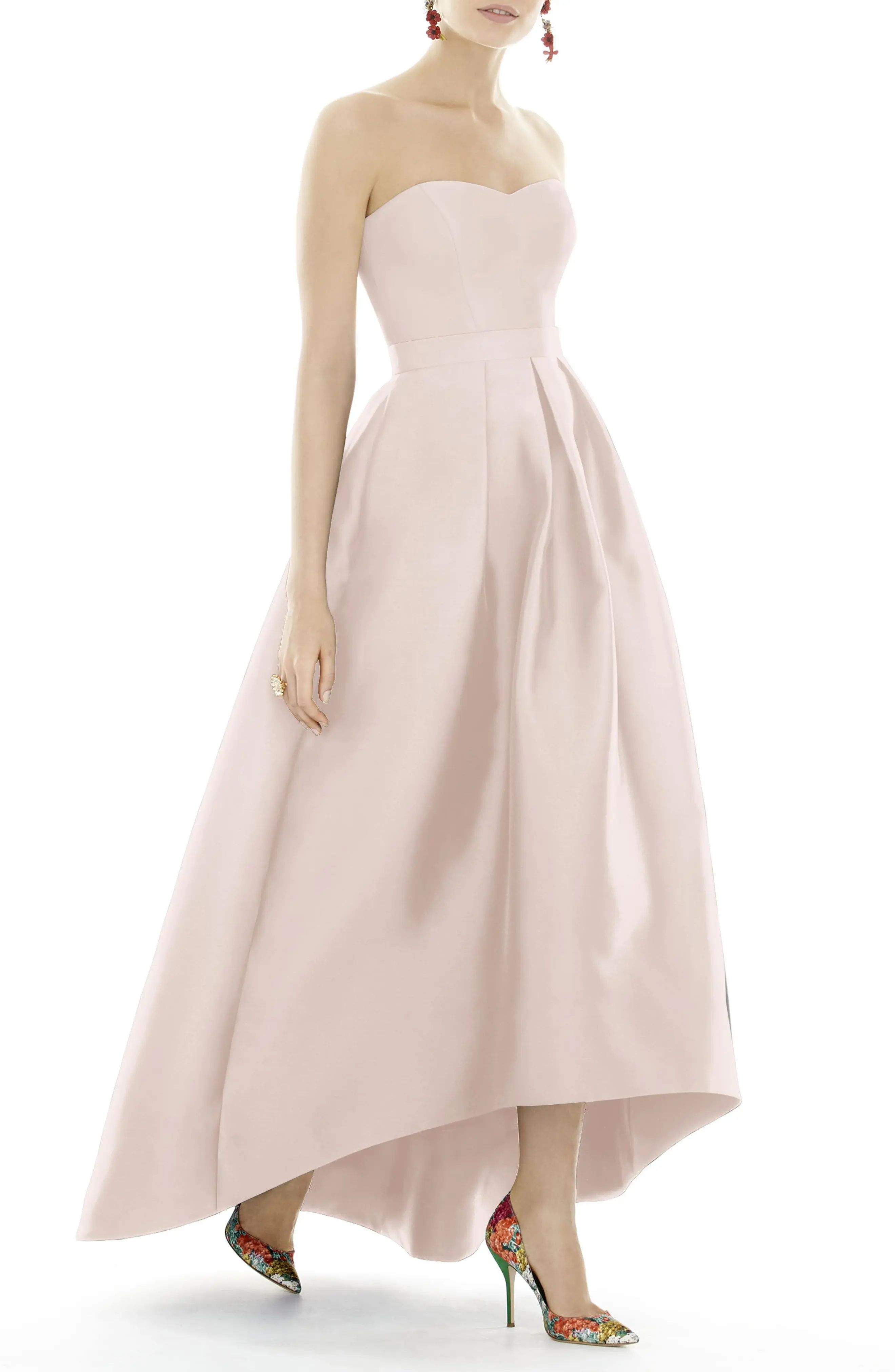 Alfred Sung Strapless High/Low Ballgown in Blush at Nordstrom, Size 20 | Nordstrom