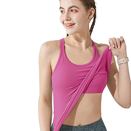 sphinx cat Yoga Racerback Tank Top for Women with Built in Bra,Women's Padded Sports Bra Fitness Workout Running Shirts Rose-Purple 4 | Amazon (US)