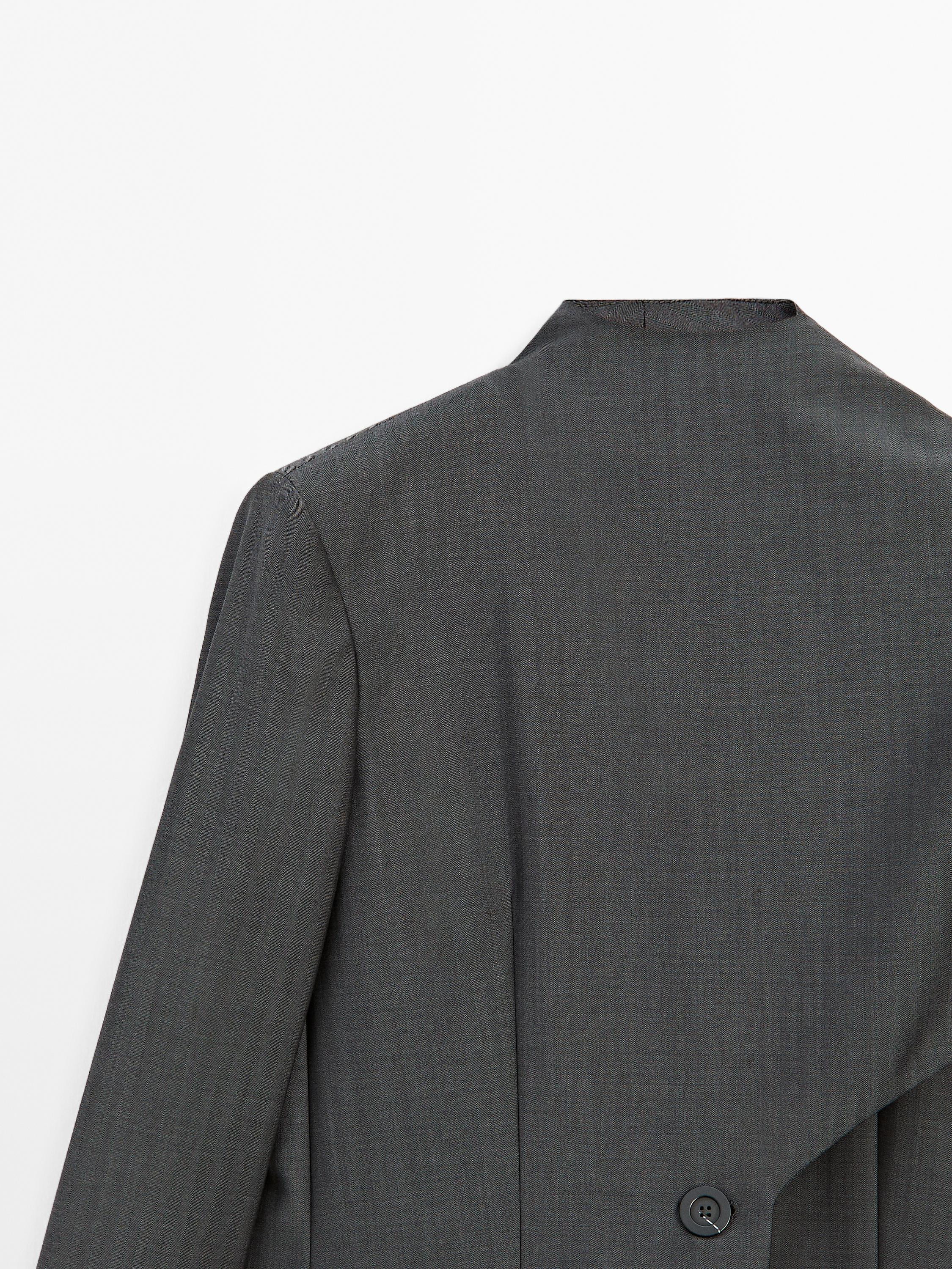 100% wool blazer with scarf detail - STUDIO | Massimo Dutti UK