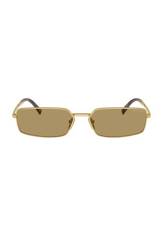 Prada Rectangle Sunglasses in Metallic Gold | FWRD 