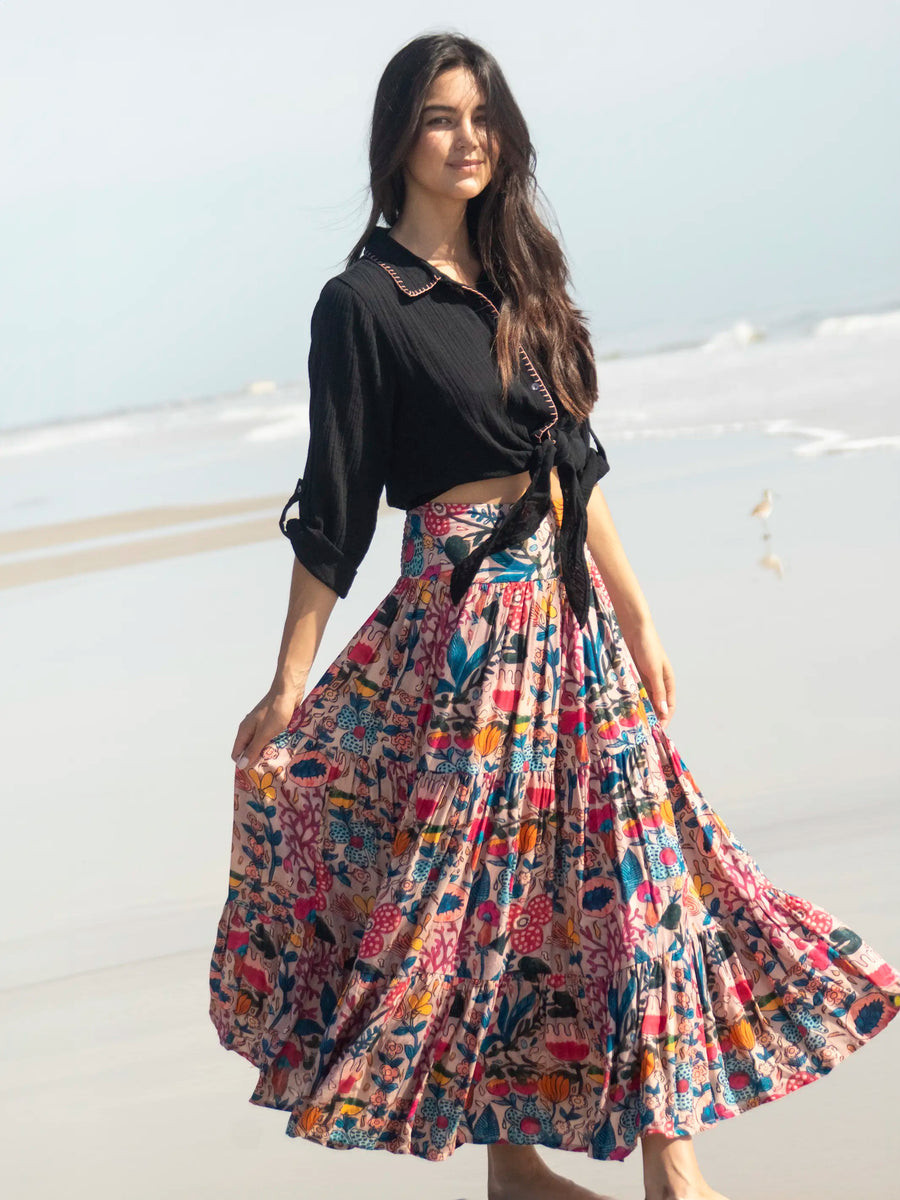 Hanna Convertible Maxi Skirt - Light Pink Multi Floral | Natural Life