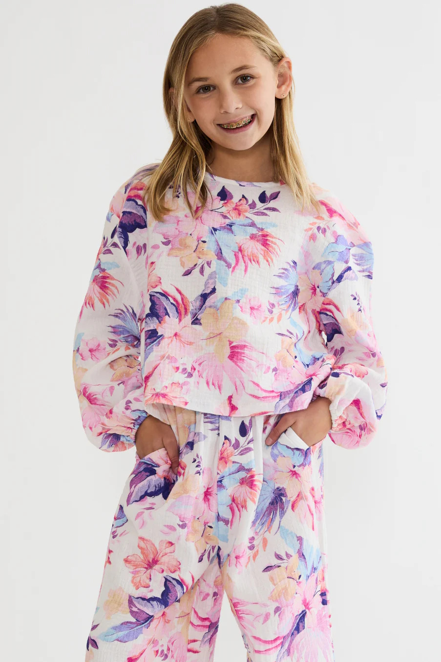 Little Collins Top Hibiscus Garden | Floral Kids Long Sleeve Top | Beach Riot | Beach Riot