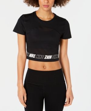 Nike Pro Logo Cropped T-Shirt | Macys (US)