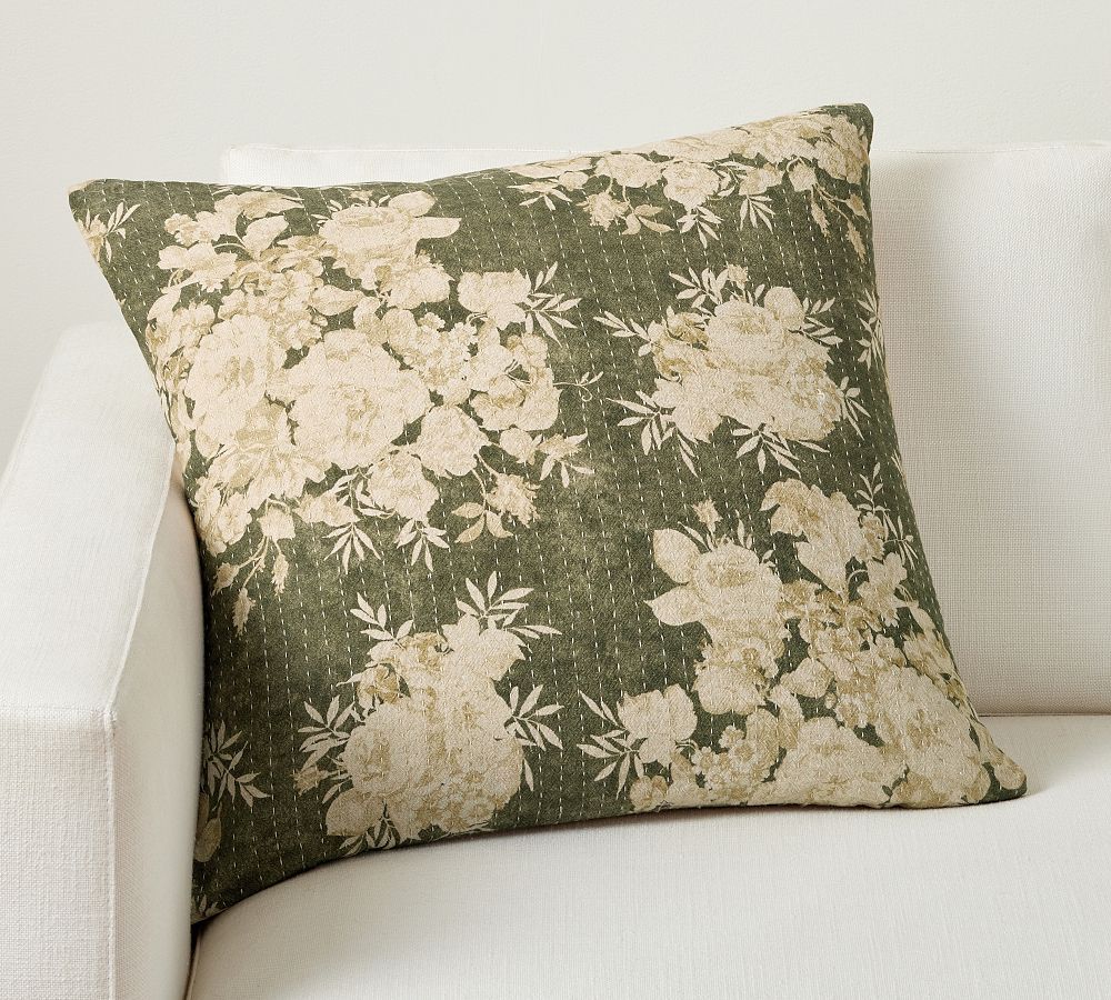 Zenia Floral Quilted Pillow | Pottery Barn (US)